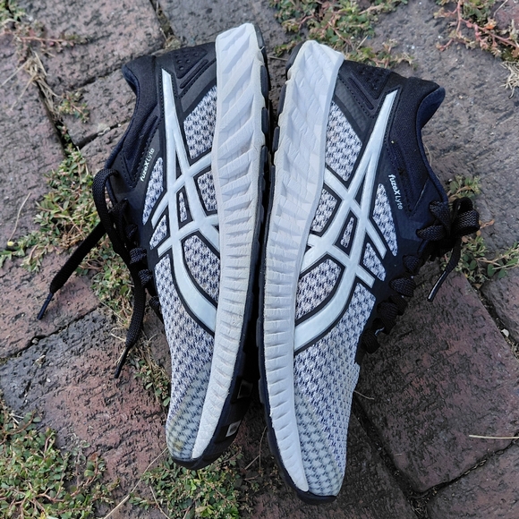 ASICS Fuzex Lyte 2 Running shoes white black silver Womens Size 7 - Picture 1 of 10